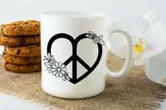 Peace Love SVG Design with Flowers for T-shirts, Mugs, Bag, Decals, Wall Art, Gifts. This Summer Floral Design is compatible with Cricut and Silhouette Machines