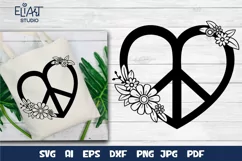 Peace Love SVG Design with Flowers for T-shirts, Mugs, Bag, Decals, Wall Art, Gifts. This Summer Floral Design is compatible with Cricut and Silhouette Machines