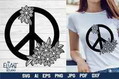 Peace Sign SVG Design with Flowers for T-shirts, Mugs, Bag, Decals, Wall Art, Gifts. This Summer Floral Design is compatible with Cricut and Silhouette Machines