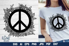 Peace Sign SVG Design with Flowers for T-shirts, Mugs, Bag, Decals, Wall Art, Gifts. This Summer Floral Design is compatible with Cricut and Silhouette Machines
