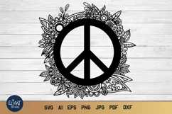Peace Sign SVG Design with Flowers for T-shirts, Mugs, Bag, Decals, Wall Art, Gifts. This Summer Floral Design is compatible with Cricut and Silhouette Machines