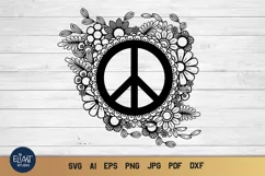 Peace Sign SVG Design with Flowers for T-shirts, Mugs, Bag, Decals, Wall Art, Gifts. This Summer Floral Design is compatible with Cricut and Silhouette Machines