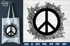 Peace Sign SVG Design with Flowers for T-shirts, Mugs, Bag, Decals, Wall Art, Gifts. This Summer Floral Design is compatible with Cricut and Silhouette Machines