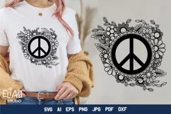 Peace Sign SVG Design with Flowers for T-shirts, Mugs, Bag, Decals, Wall Art, Gifts. This Summer Floral Design is compatible with Cricut and Silhouette Machines