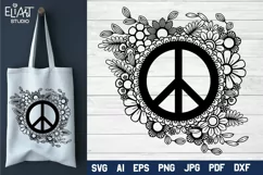 Peace Sign SVG Design with Flowers for T-shirts, Mugs, Bag, Decals, Wall Art, Gifts. This Summer Floral Design is compatible with Cricut and Silhouette Machines