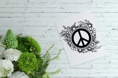 Peace Sign SVG Design with Flowers for T-shirts, Mugs, Bag, Decals, Wall Art, Gifts. This Summer Floral Design is compatible with Cricut and Silhouette Machines