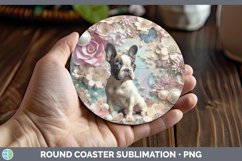GorgeousFloral Pearl Dog Round Coaster design.