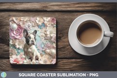 GorgeousFloral Pearl Dog Square Coaster design.