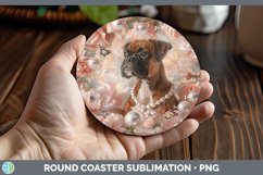 GorgeousFloral Pearl Dog Round Coaster design.