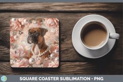 GorgeousFloral Pearl Dog Square Coaster design.