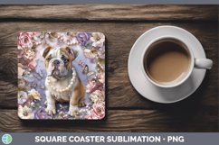 GorgeousFloral Pearl Dog Square Coaster design.