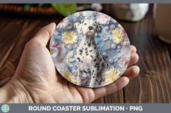 GorgeousFloral Pearl Dog Round Coaster design.