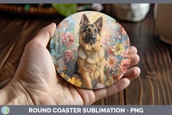 GorgeousFloral Pearl Dog Round Coaster design.