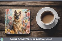 GorgeousFloral Pearl Dog Square Coaster design.