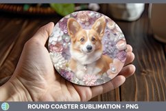 GorgeousFloral Pearl Dog Round Coaster design.