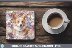 GorgeousFloral Pearl Dog Square Coaster design.