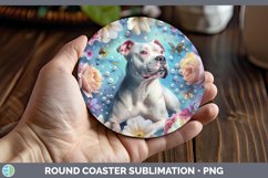 GorgeousFloral Pearl Dog Round Coaster design.