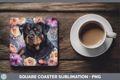 GorgeousFloral Pearl Dog Square Coaster design.
