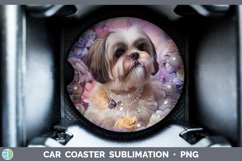 GorgeousFloral Pearl Dog Car Coaster design.