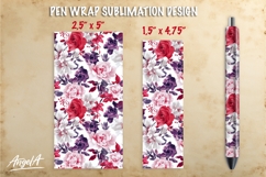 Pink floral pen wrap sublimation, flowers teacher pen wrap Product Image 1
