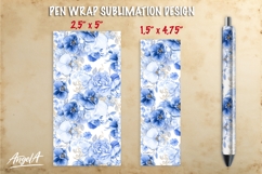 Blue floral pen wrap sublimation, flowers teacher pen wrap Product Image 1
