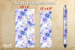 Blue floral pen wrap sublimation, teacher pen wrap design Product Image 1