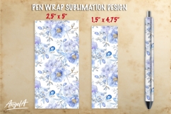 Blue floral pen wrap sublimation, teacher pen wrap, gemstone Product Image 1