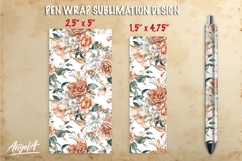 Summer flowers pen wrap sublimation, floral pattern pen PNG Product Image 1