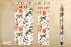 Summer flowers pen wrap sublimation, lilies roses pen PNG Product Image 1