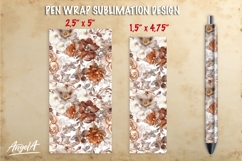 Summer flowers pen wrap sublimation, brown peonies roses pen Product Image 1