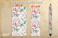 Bright flowers pen wrap sublimation, pink roses pen PNG Product Image 1
