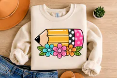 Floral Pencil Teacher PNG, Back To School Design Product Image 3