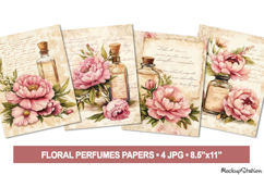 Shabby Perfume Bottles Pages JPG | Victorian Scrapbook Paper Product Image 1