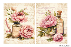 Shabby Perfume Bottles Pages JPG | Victorian Scrapbook Paper Product Image 2