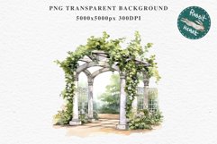 Floral Pergola Flowers Arch Garden Clipart Victorian Cozy Art Watercolor Transparent wedding invitation shirt designs sublimation printable bloom architecture