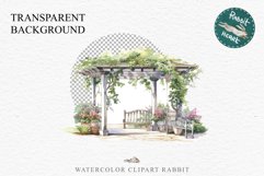 Floral Pergola Flowers Arch Garden Clipart Victorian Cozy Art Watercolor Transparent wedding invitation shirt designs sublimation printable bloom architecture