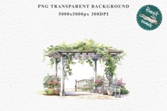 Floral Pergola Flowers Arch Garden Clipart Victorian Cozy Art Watercolor Transparent wedding invitation shirt designs sublimation printable bloom architecture