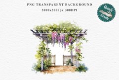 Floral Pergola Flowers Arch Garden Clipart Victorian Cozy Art Watercolor Transparent wedding invitation shirt designs sublimation printable bloom architecture