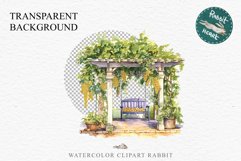 Floral Pergola Flowers Arch Garden Clipart Victorian Cozy Art Watercolor Transparent wedding invitation shirt designs sublimation printable bloom architecture