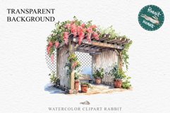 Floral Pergola Flowers Arch Garden Clipart Victorian Cozy Art Watercolor Transparent wedding invitation shirt designs sublimation printable bloom architecture