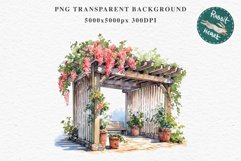 Floral Pergola Flowers Arch Garden Clipart Victorian Cozy Art Watercolor Transparent wedding invitation shirt designs sublimation printable bloom architecture