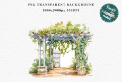 Floral Pergola Flowers Arch Garden Clipart Victorian Cozy Art Watercolor Transparent wedding invitation shirt designs sublimation printable bloom architecture