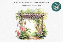 Floral Pergola Flowers Arch Garden Clipart Victorian Cozy Art Watercolor Transparent wedding invitation shirt designs sublimation printable bloom architecture