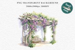 Floral Pergola Flowers Arch Garden Clipart Victorian Cozy Art Watercolor Transparent wedding invitation shirt designs sublimation printable bloom architecture