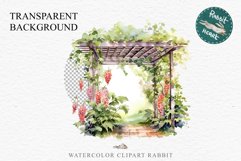 Floral Pergola Flowers Arch Garden Clipart Victorian Cozy Art Watercolor Transparent wedding invitation shirt designs sublimation printable bloom architecture
