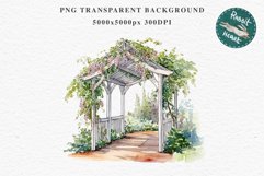 Floral Pergola Flowers Arch Garden Clipart Victorian Cozy Art Watercolor Transparent wedding invitation shirt designs sublimation printable bloom architecture