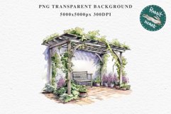 Floral Pergola Flowers Arch Garden Clipart Victorian Cozy Art Watercolor Transparent wedding invitation shirt designs sublimation printable bloom architecture