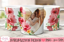 Floral photo mug template PNG for sublimation 11oz 15oz mug Product Image 1