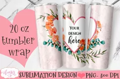 Floral photo tumbler template for sublimation | Custom PNG Product Image 1