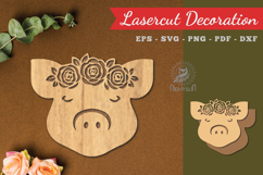 Floral pig Lasercut Decoration Product Image 1